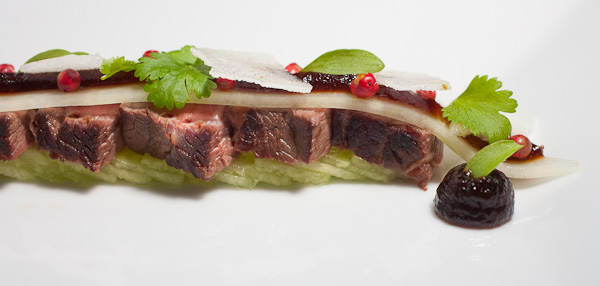 Kuroge Wagyu, Cucumber, Honeydew, Lime Sugar